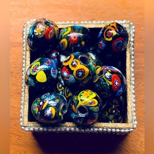 Large Hole Millefiori DIY Assorted Hand Painted Porcelain Beads (Lot of 10)